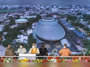 Varanasi: Prime Minister Narendra Modi addresses a gathering during his visit to...