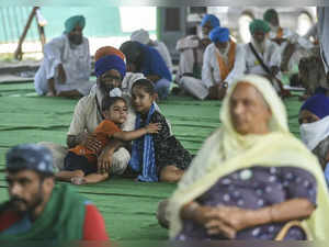 New Delhi: Farmers along with their families observe June 26 as 'Save Agricultur...