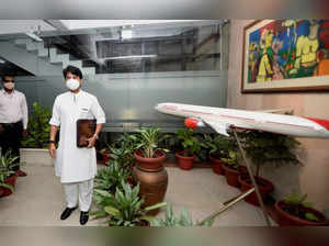 New Delhi: Union Civil Aviation Minister Jyotiraditya Scindia while assuming off...