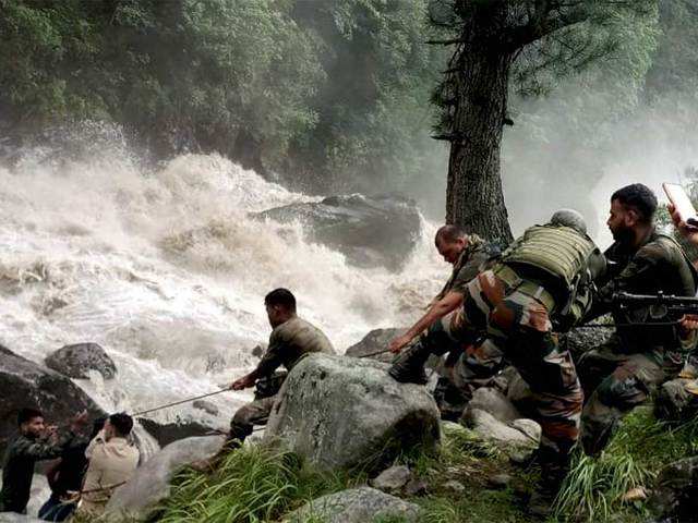 ​Army personnel at Hanzor in Kishtwar district