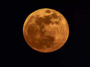 New Delhi: Full moon as seen in the sky, in New Delhi. The first total lunar ecl...