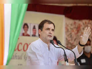 Srinagar:  Congress leader Rahul Gandhi addresses party delegates at the newly i...