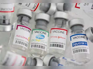 FILE PHOTO: Vials labelled "AstraZeneca, Pfizer - Biontech, Johnson&Johnson, Sputnik V coronavirus disease (COVID-19) vaccine" are seen in this illustration picture