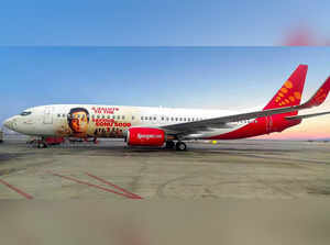 Varanasi: Spicejet aircraft depicts an image of Bollywood actor Sonu Sood, to sa...