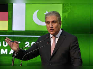 Islamabad: Pakistani Foreign Minister Shah Mahmood Qureshi speaks during a press...