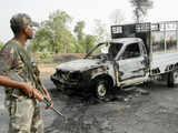 Maoists set affire a vehicle