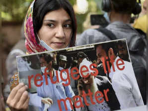 Afghan refugees protest-PTI