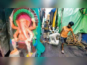 Ganesh idols being made at Kumartuli.