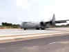 C-130J aircraft with Rajnath Singh, Nitin Gadkari onboard lands at NH in Jalore, Rajasthan