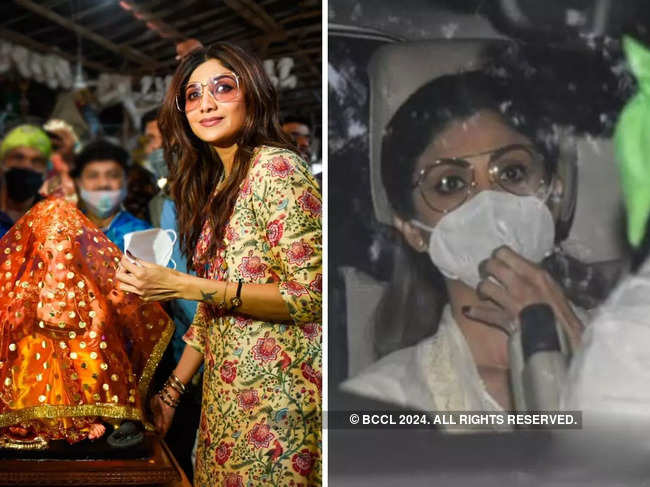 ​Shilpa Shetty brought home an eco-friendly idol of Lord Ganesha before heading to Akshay Kumar's Juhu home.