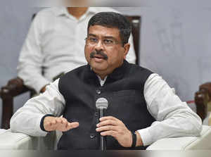 New Delhi: Minister of Education Dharmendra Pradhan during launch of 'Fit India ...