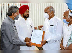 Chandigarh: Punjab CM Designate Charanjit Singh Channi submits the letter to Pun...