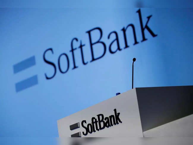 FILE PHOTO: SoftBank Corp's logo is pictured at a news conference in Tokyo