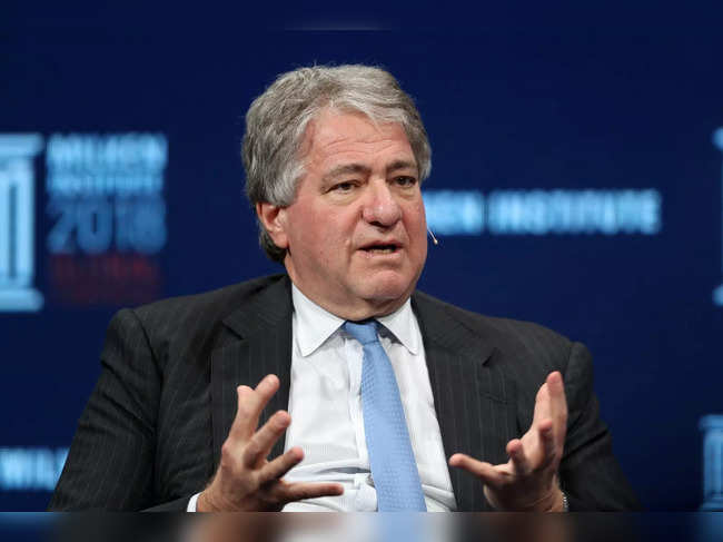 File Photo​ on May 1, 2018: Leon Black, then-chairman, CEO and director of Apollo Global Management, speaks at the Milken Institute's 21st Global Conference in Beverly Hills, California.