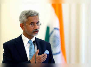 Greek Foreign Minister Nikos Dendias and his Indian counterpart Subrahmanyam Jaishankar attend a news conference at the Ministry of Foreign Affairs in Athens