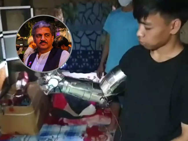 ​Anand Mahindra shared a six-second-long video where Prem Ningombam can be seen displaying the replica of the armour he created.​​​