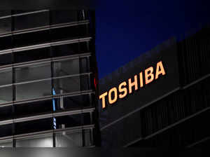 FILE PHOTO: The logo of Toshiba Corp. is seen at the company's facility in Kawasaki,
