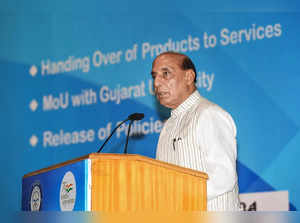 New Delhi: Union Defence Minister Rajnath Singh addresses during the DRDO Direct...