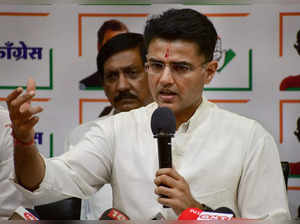 Mumbai: Congress leader Sachin Pilot speaks to the media during the press confer...