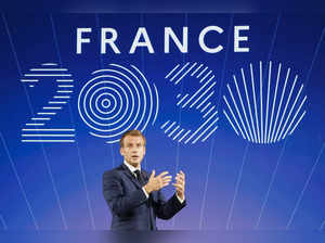 Paris: French President Emmanuel Macron speaks during the presentation of "Franc...