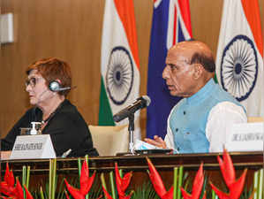 New Delhi: Union Defence Minister Rajnath Singh and Australian Foreign Affairs M...