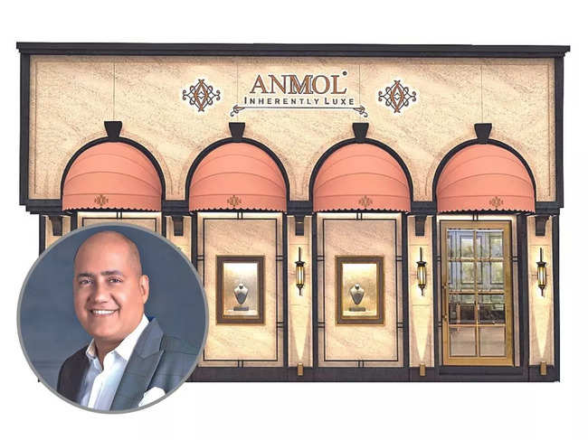 Anmol Jewellers store facade; Anmol Jewellers founder Ishu Datwani (inset)