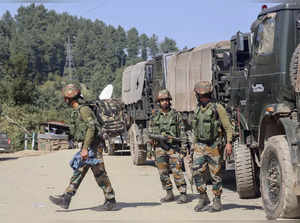 Poonch: Army soldiers during an encounter with terrorists at Dehra Ki Gali (DKG)...