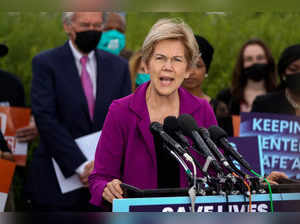 U.S. Senator Elizabeth Warren (D-MA) speaks during a news conference discussing the introduction of rent legislation outside the U.S. Capitol in Washington