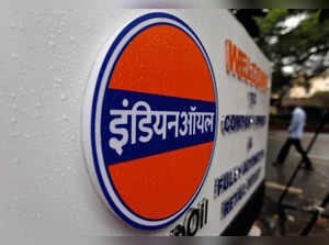 FILE PHOTO: A logo of Indian Oil is picture outside a fuel station in New Delhi
