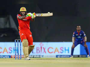 Ahmedabad:Chris Gayle of Punjab Kings bats during match 29 of the Indian Premier...