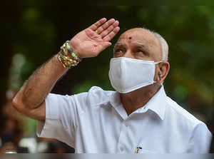 Bengaluru: Karnataka Chief Minister B S Yediyurappa salutes during the Kargil Vi...