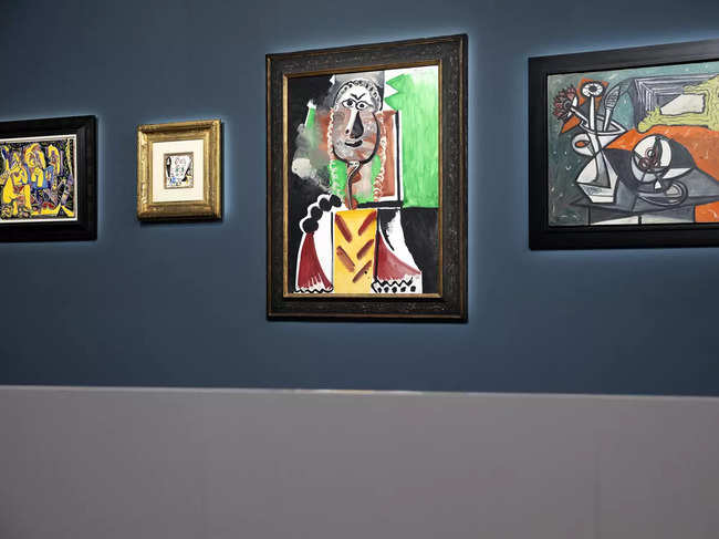 ?Artworks by Pablo Picasso are displayed for auction at the Bellagio hotel and casino in Las Vegas. ?
