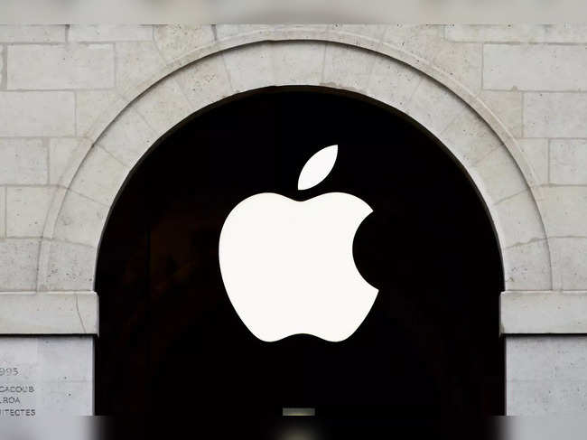 FILE PHOTO: Apple logo is seen on the Apple store at The Marche Saint Germain in Paris