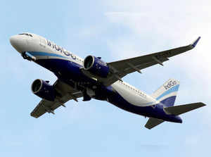 FILE PHOTO: An IndiGo Airlines Airbus A320 aircraft takes off in Colomiers near Toulouse, France