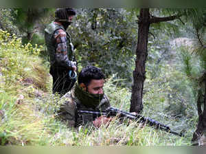 Poonch: Special Operations Group (SOG) personnel take positions in a forest area...