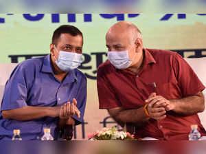 New Delhi: Delhi Chief Minister Arvind Kejriwal and Deputy CM Manish Sisodia dur...