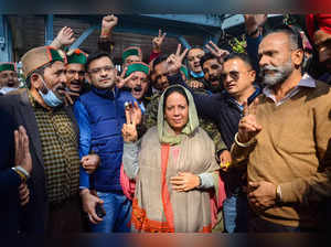 Shimla: Congress candidate from Mandi Lok Sabha seat Pratibha Singh celebrates h...