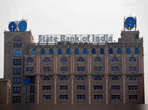 State Bank of India (SBI) office building is pictured in Kolkata