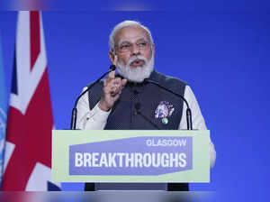 Glasgow: India's Prime Minister Narendra Modi speaks during the "Accelerating Cl...