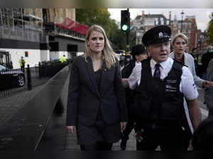 London : Facebook whistleblower Frances Haugen leaves after giving evidence to t...