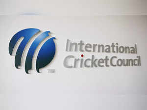 The International Cricket Council (ICC) logo at the ICC headquarters in Dubai