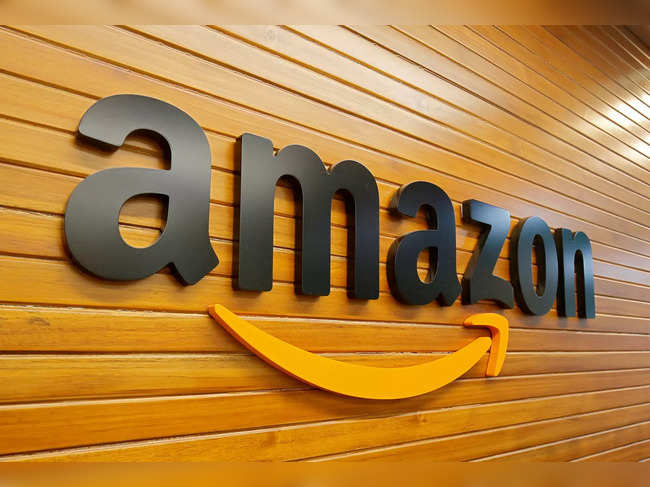 FILE PHOTO: The logo of Amazon is pictured inside the company's office in Bengaluru