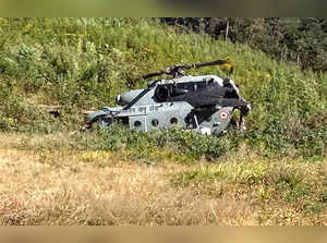 Arunachal Pradesh: Mangled remains of an Indian Air Force Mi-17 helicopter which...