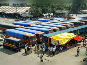 Navi Mumbai: A view of the Maharashtra State Road Transport Corporation (MSRTC) ...