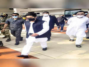 Agartala_ Trinamool Congress MP Abhishek Banerjee arrives at an airport in Agart...