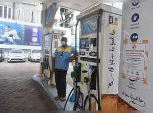 Kolkata: A worker stands at a deserted fuel station during WB Petroleum Dealers'...