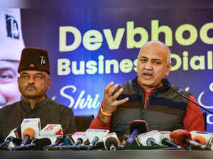 Dehradun: Delhi Deputy CM Manish Sisodia addresses media during an event in Dehr...