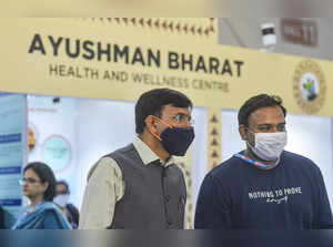 New Delhi: Union Health Minister Mansukh Mandaviya visits stalls after inaugurat...