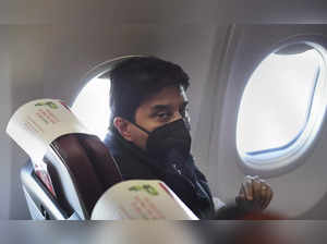 New Delhi: Union Minister for Civil Aviation Jyotiraditya Scindia inside Boeing ...