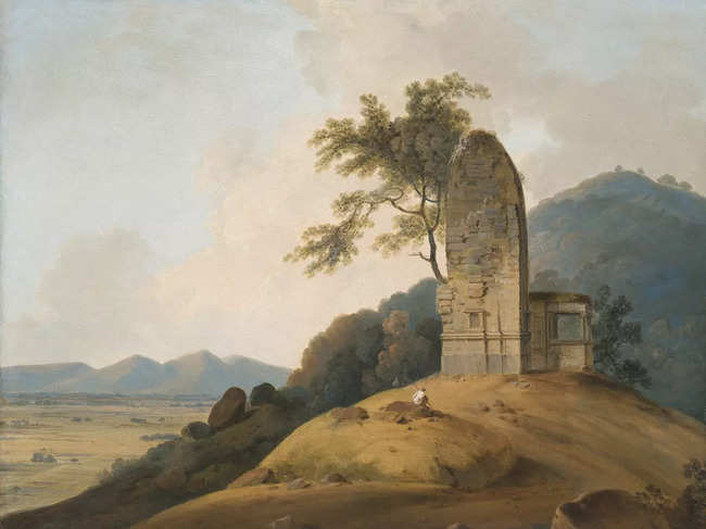 A Ruined Hindu Temple on a Rocky Outcrop by Thomas Daniell